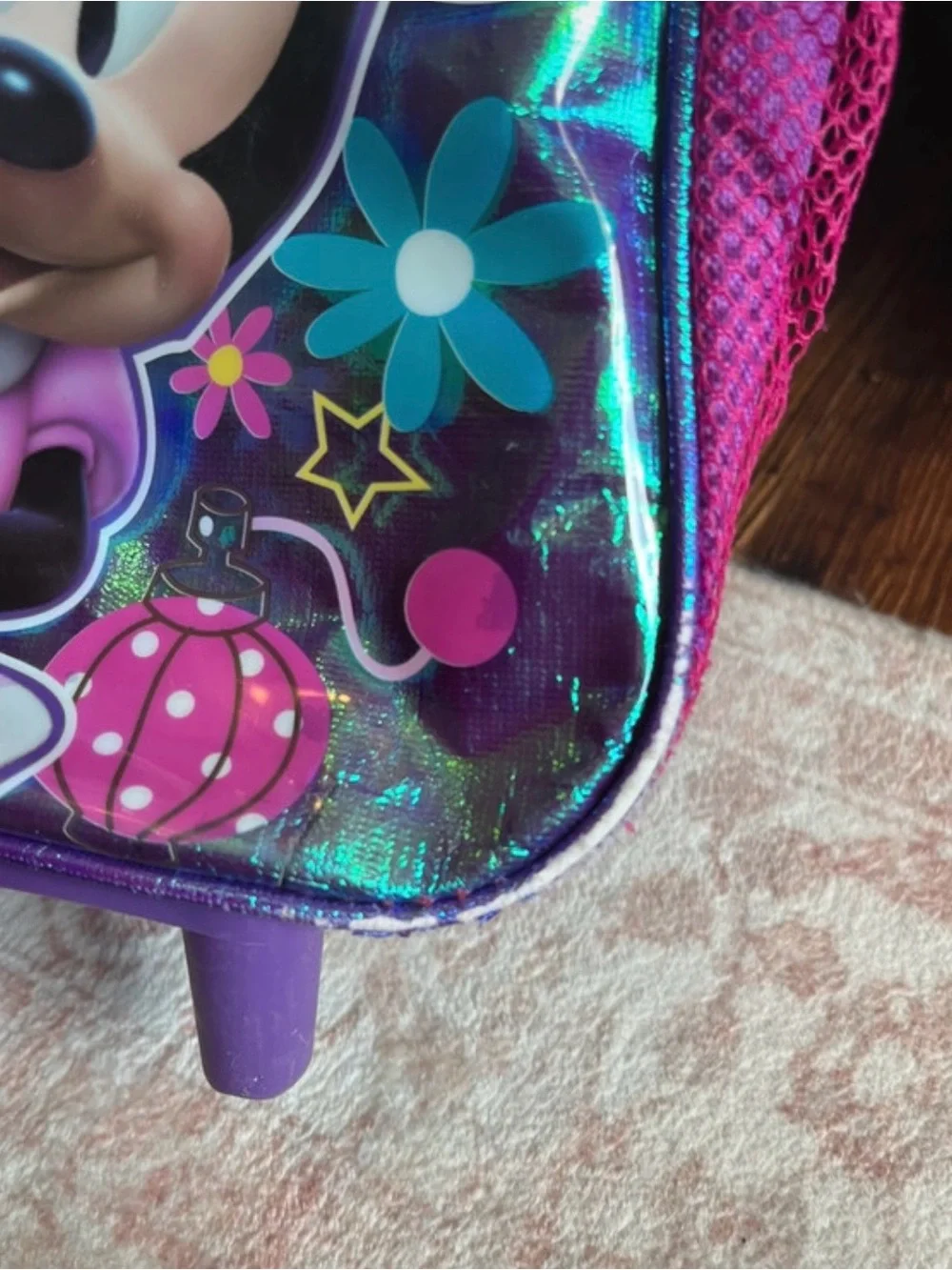 Disney Minnie Mouse Pink and Purple Kids Rolling Backpack